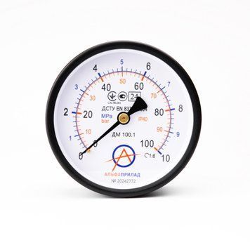 Манометр ДМ 100.1, 10 МПа (100 бар), 1,6 к.т., IP40, М20х1,5, Осевое НФ-00003178 фото