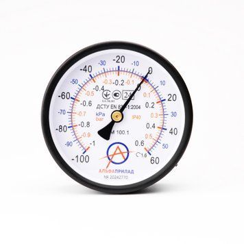 Мановакуумметр ДМ 100.1, -100...60 кПа (-1...0,6 бар), 1,6 к.т., IP40, М20х1,5, Осевое НФ-00002904 фото