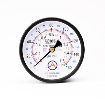 Манометр ДМ 100.1, 160 кПа (1,6 бар), 1,6 к.т., IP40, М20х1,5, Осевое НФ-00003167 фото