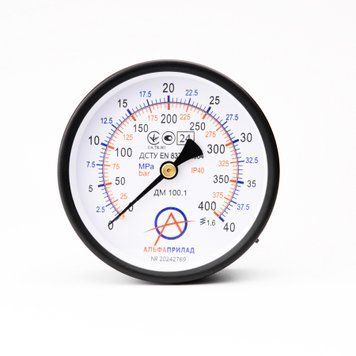 Манометр ДМ 100.1, 40 МПа (400 бар), 1,6 к.т., IP40, М20х1,5, Осевое НФ-00003184 фото